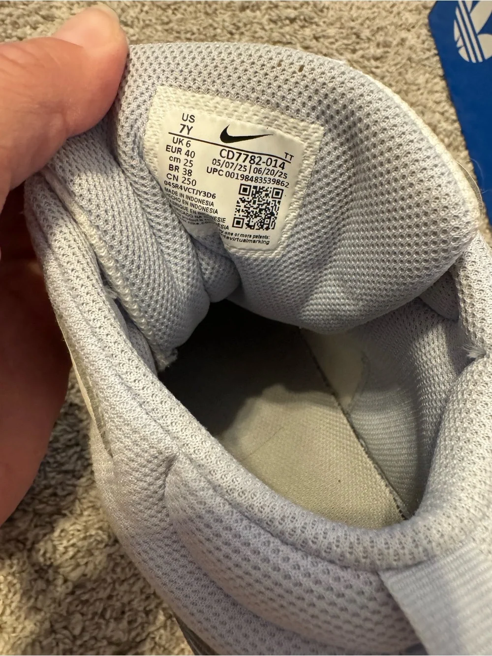 Nike Kids High-Top Sneakers in White and Light Blue